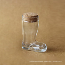 K-2155-100 Mini Clear Boot shot glass with cork.